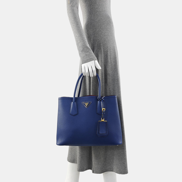 Double Medium Saffiano Calfskin Blue