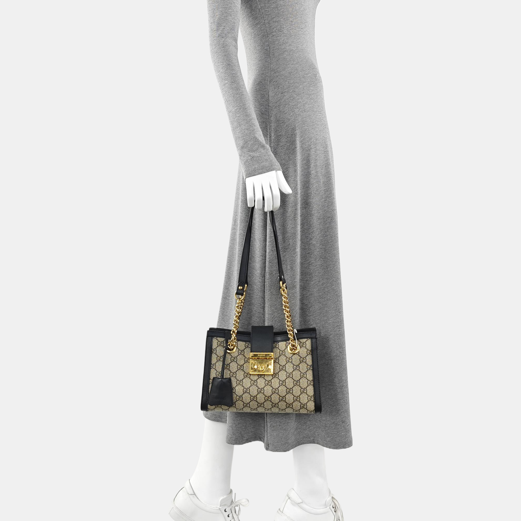 Padlock Small Monogram Coated Canvas Beige