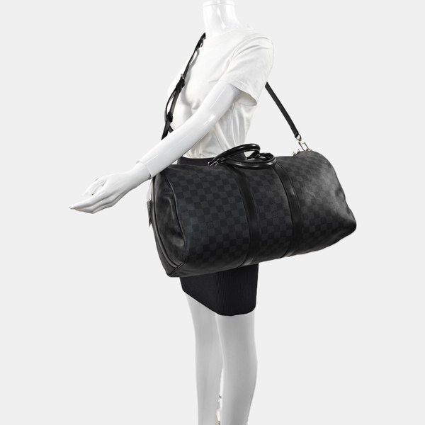 KEEPALL 45 Damier Graphite Coated Canvas Gray