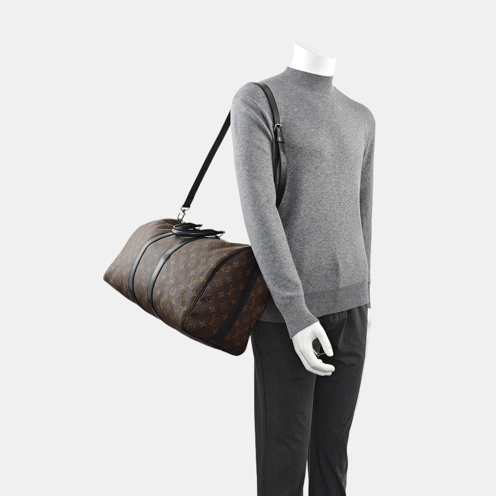 KEEPALL 45 Monogram Coated Canvas Brown