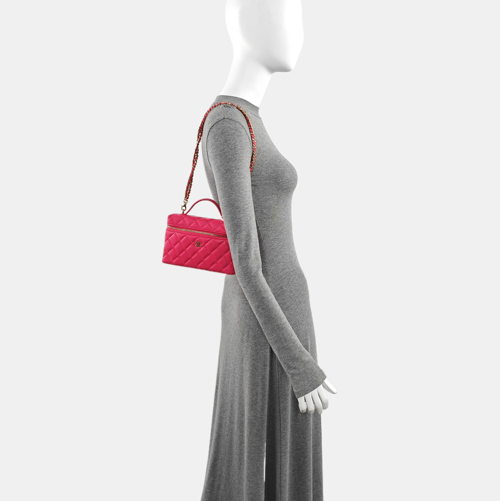 VANITY CASE Quilted Grained Calfskin Red