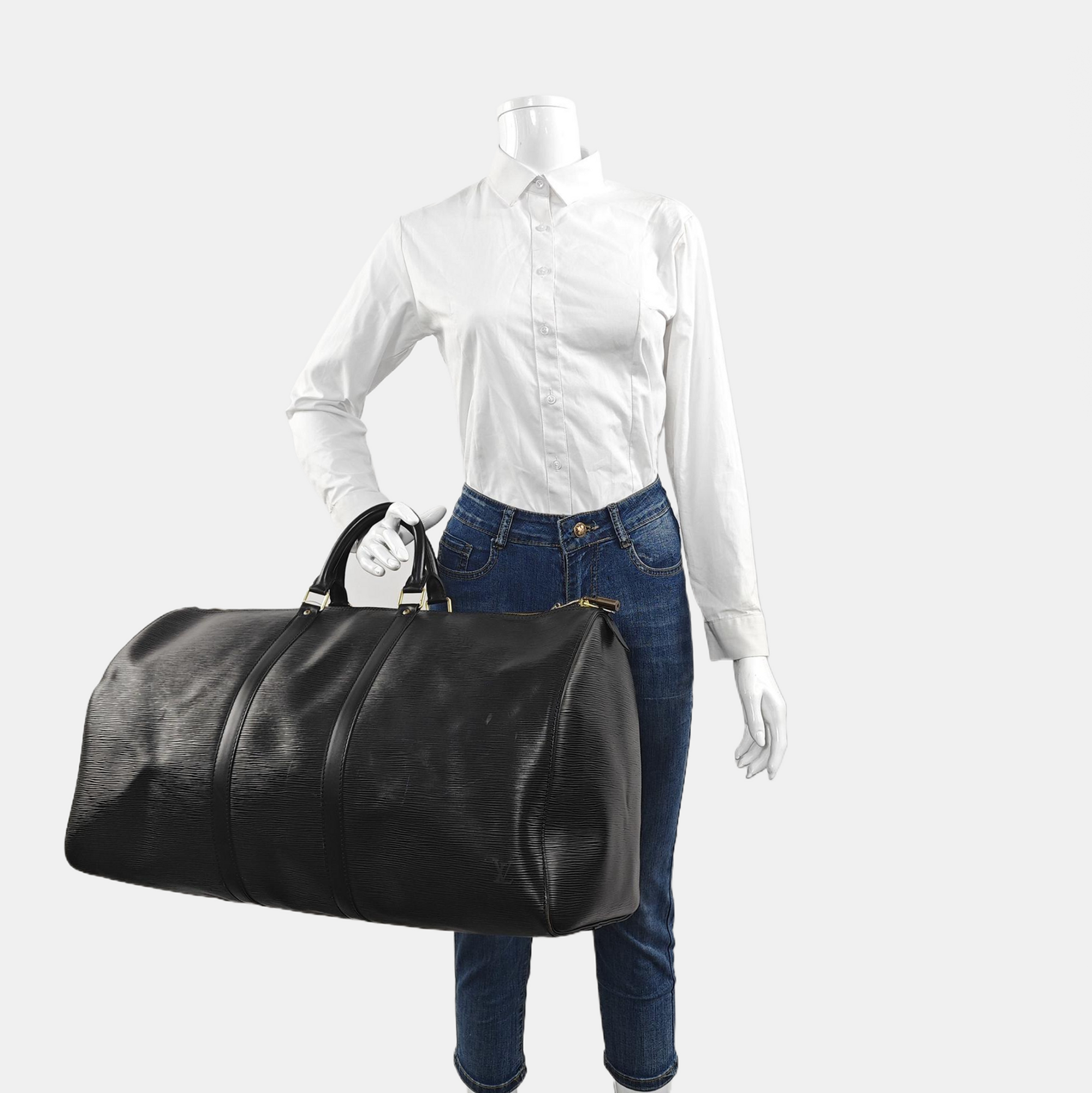 Authenticated pre-owned  KEEPALL 55 Epi Black - Top Handle Bag at Looply