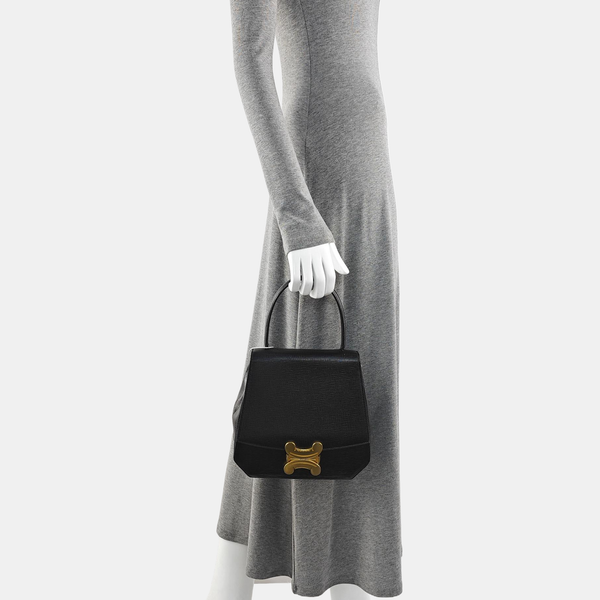 Calfskin Top Handle Bag Black