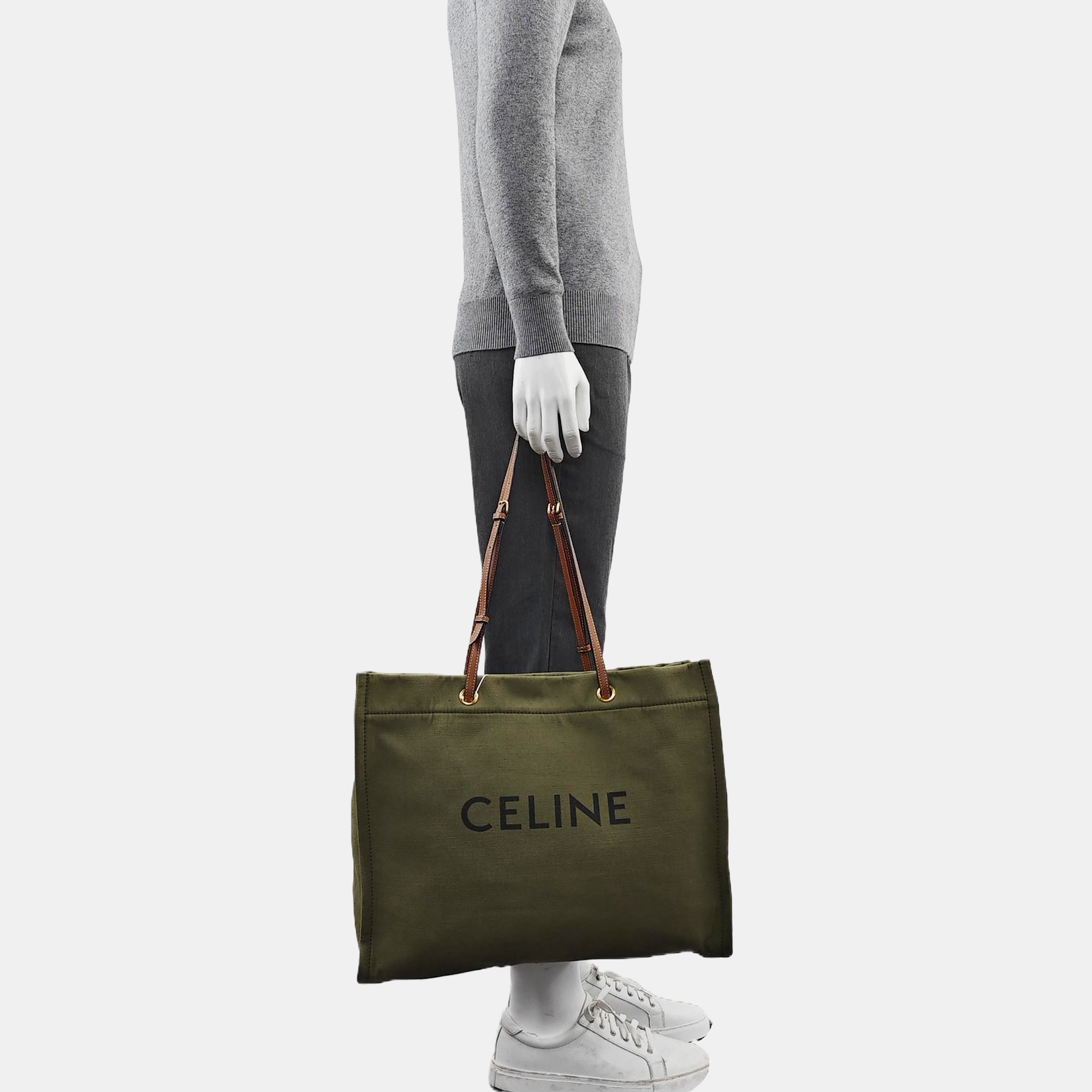 Authenticated pre-owned  CABAS CELINE Fabric Green - Tote Bag at Looply