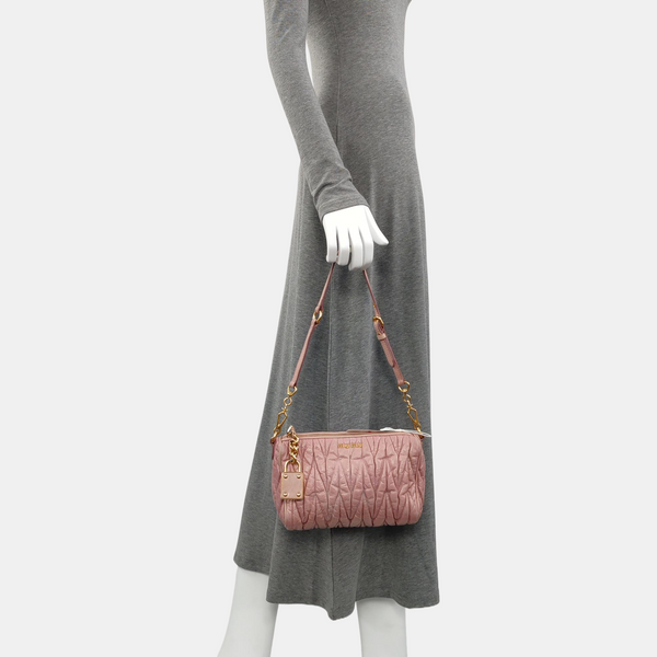 Quilted Lambskin Shoulder Bag Pink
