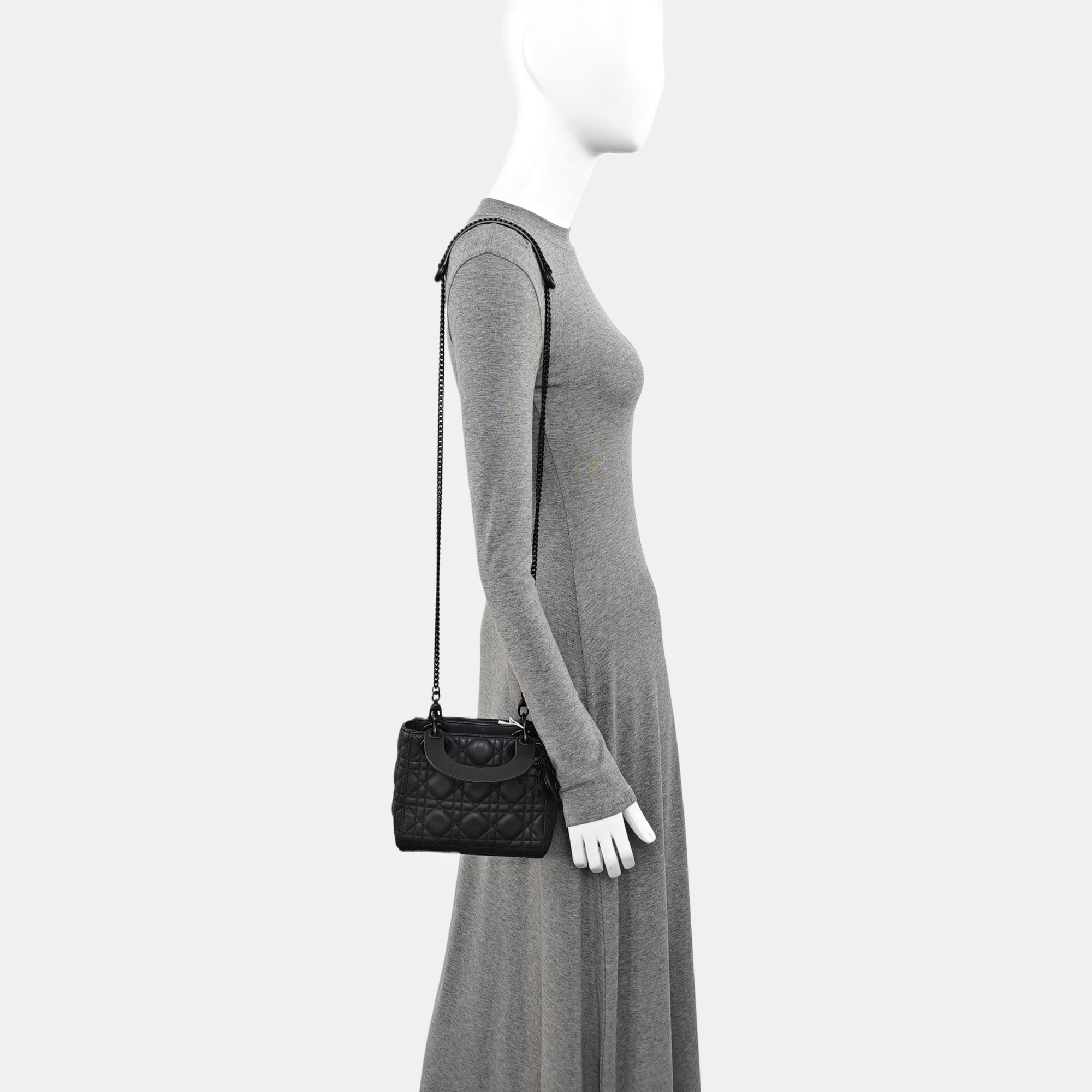 Lady Dior Mini Cannage Calfskin Black