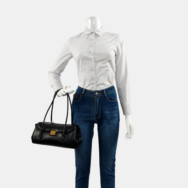Calfskin Top Handle Bag Black