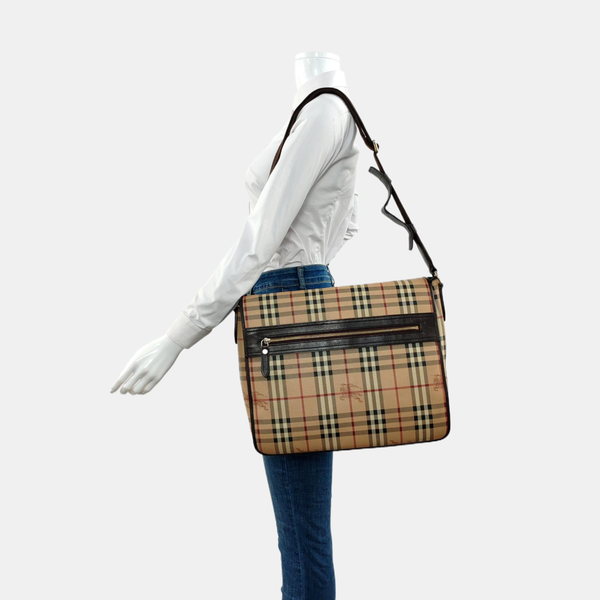 Coated Canvas Crossbody Bag Beige