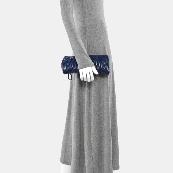 Quilted Lambskin Clutch Blue