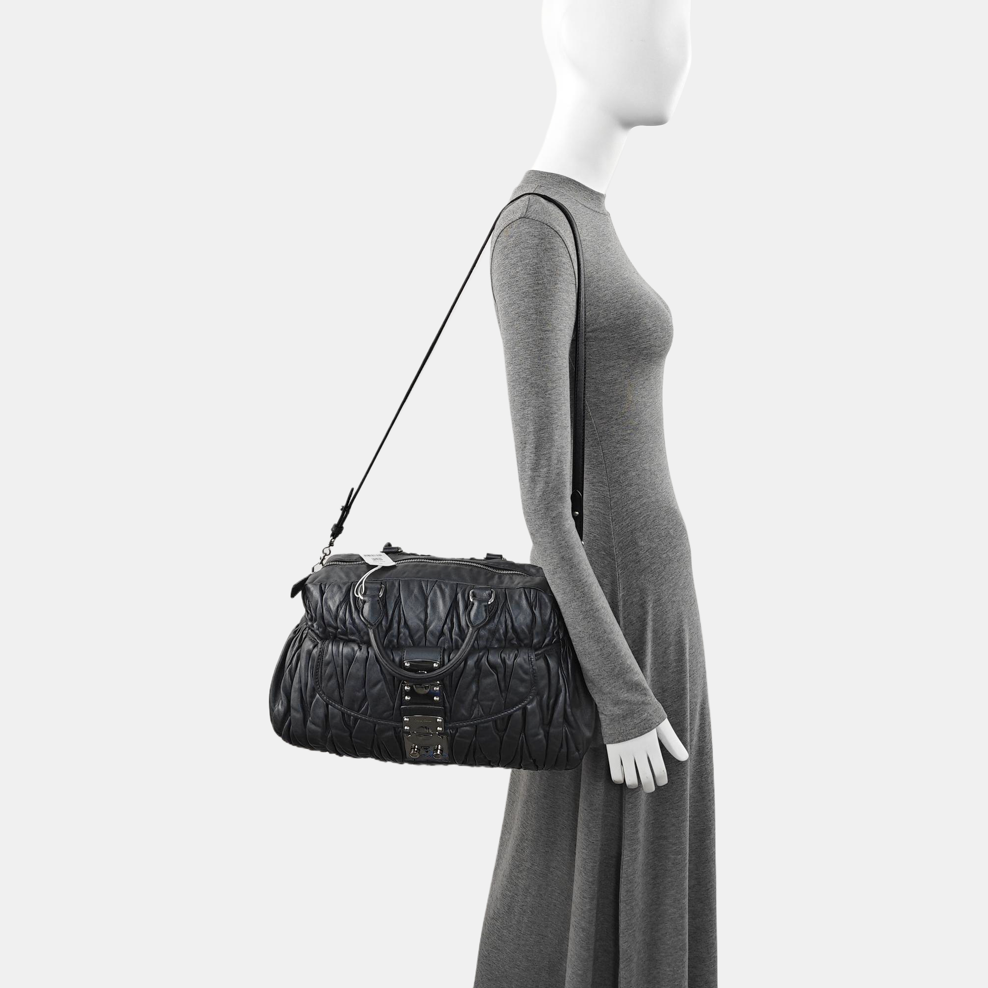 Quilted Lambskin Shoulder Bag Black