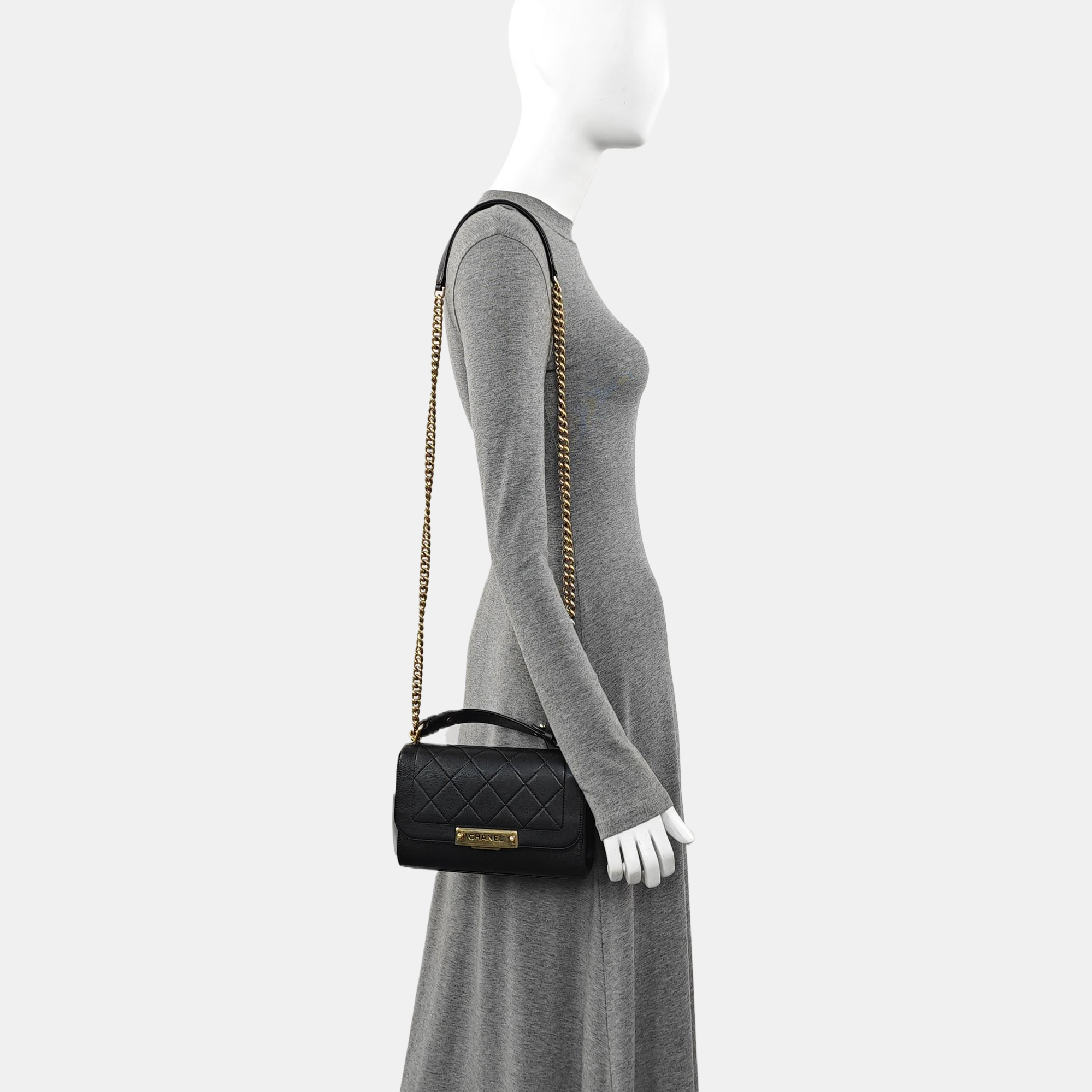 LABEL CLICK Quilted Calfskin Black