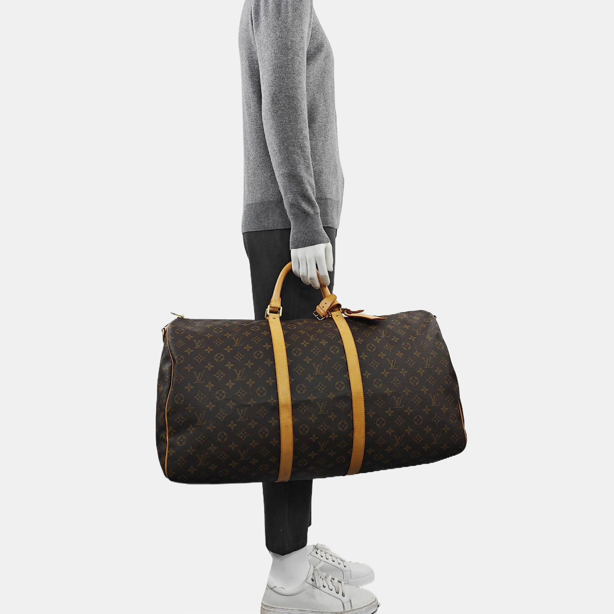 KEEPALL 60 Monogram Coated Canvas Brown