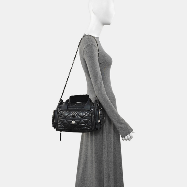 Quilted Nylon Shoulder Bag Gray