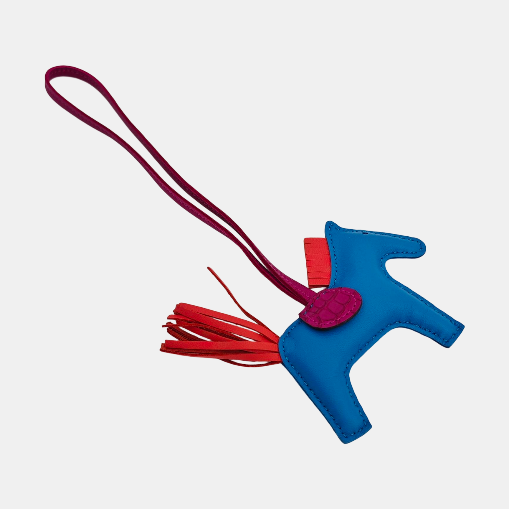 Leather Bag Charm Blue