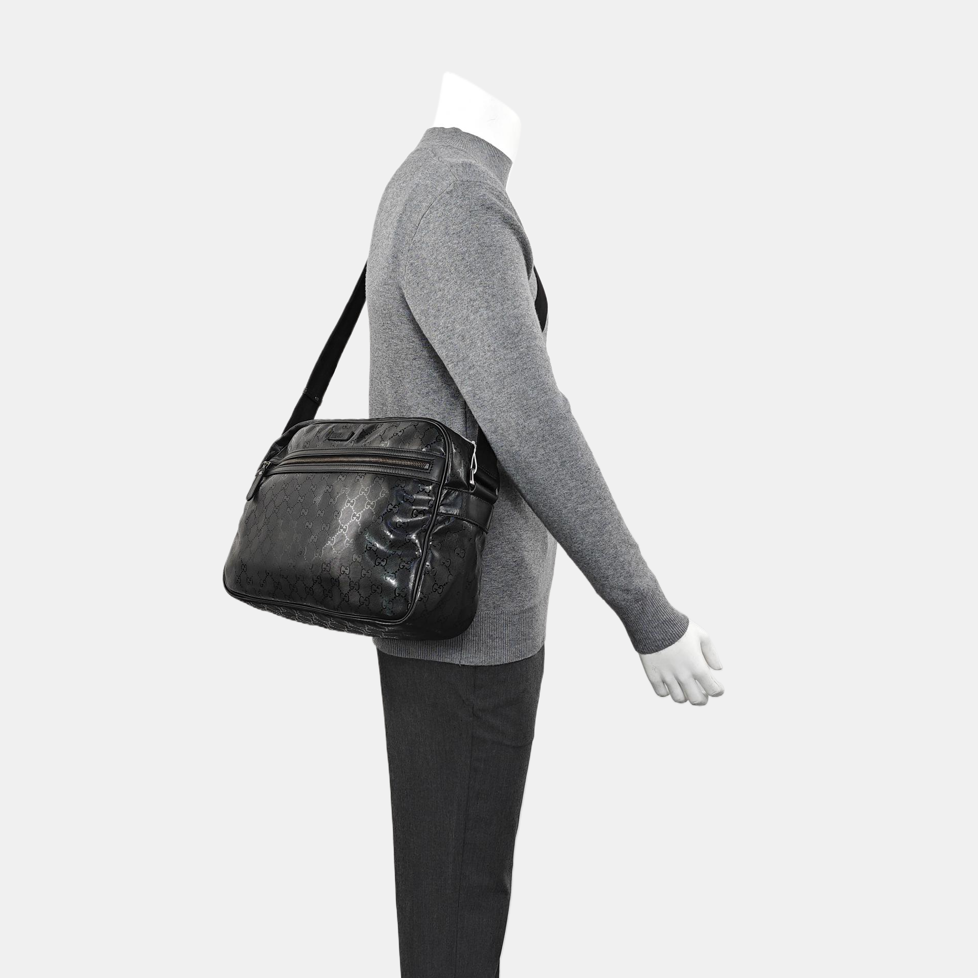 Monogram Coated Canvas Crossbody Bag Black