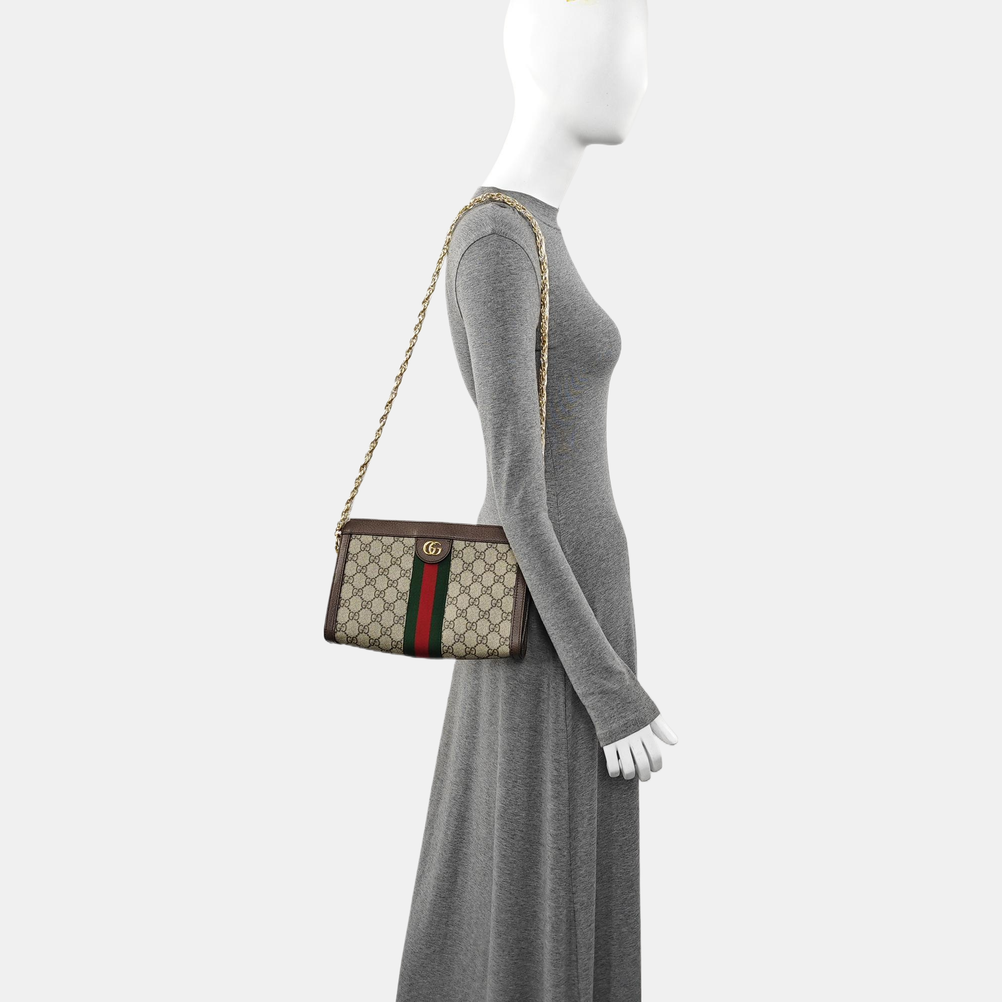 Ophidia Small Monogram Lona Revestida Beige