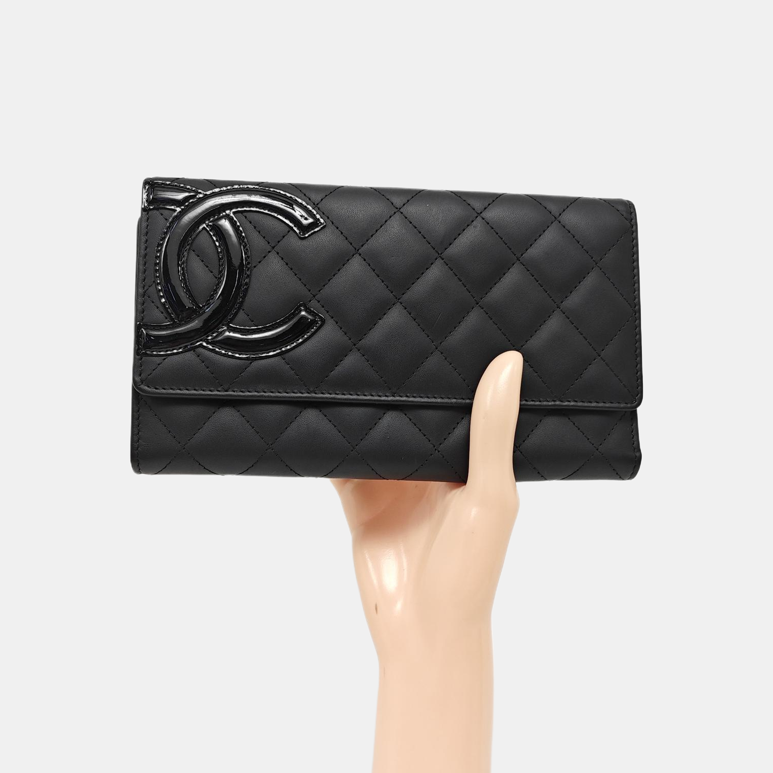 CAMBON Medium Quilted Calfskin Black Wallet