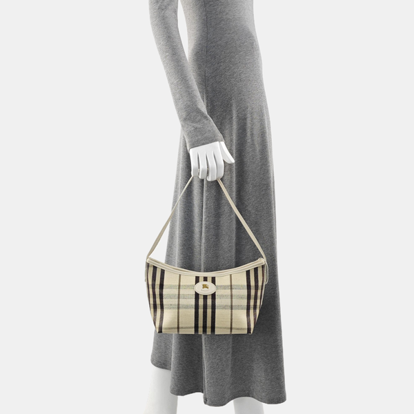 Coated Canvas Top Handle Bag White