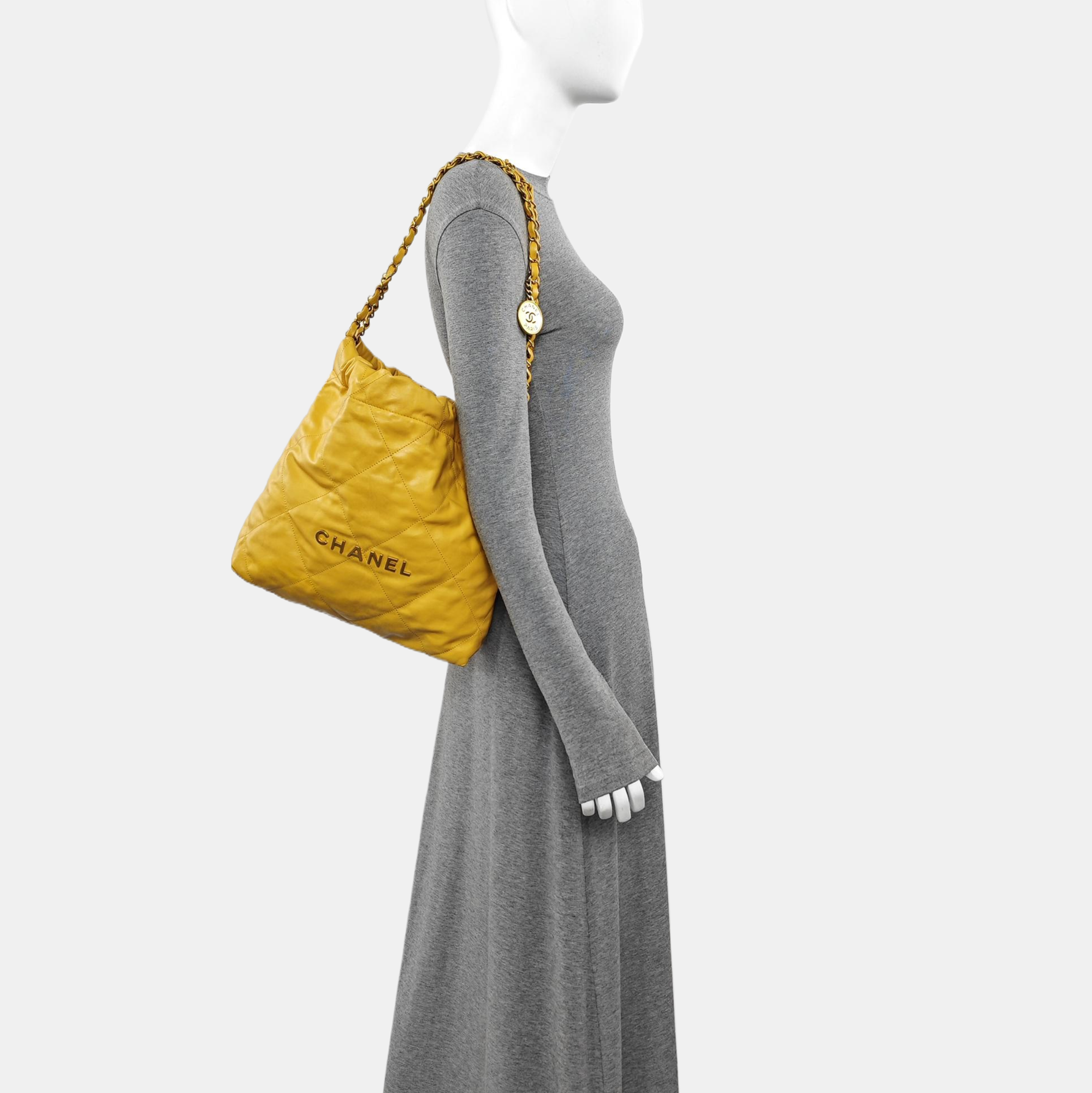 CHANEL 22 Small Quilted Calfskin Yellow