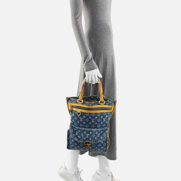 Monogram Denim Tote Bag Blue