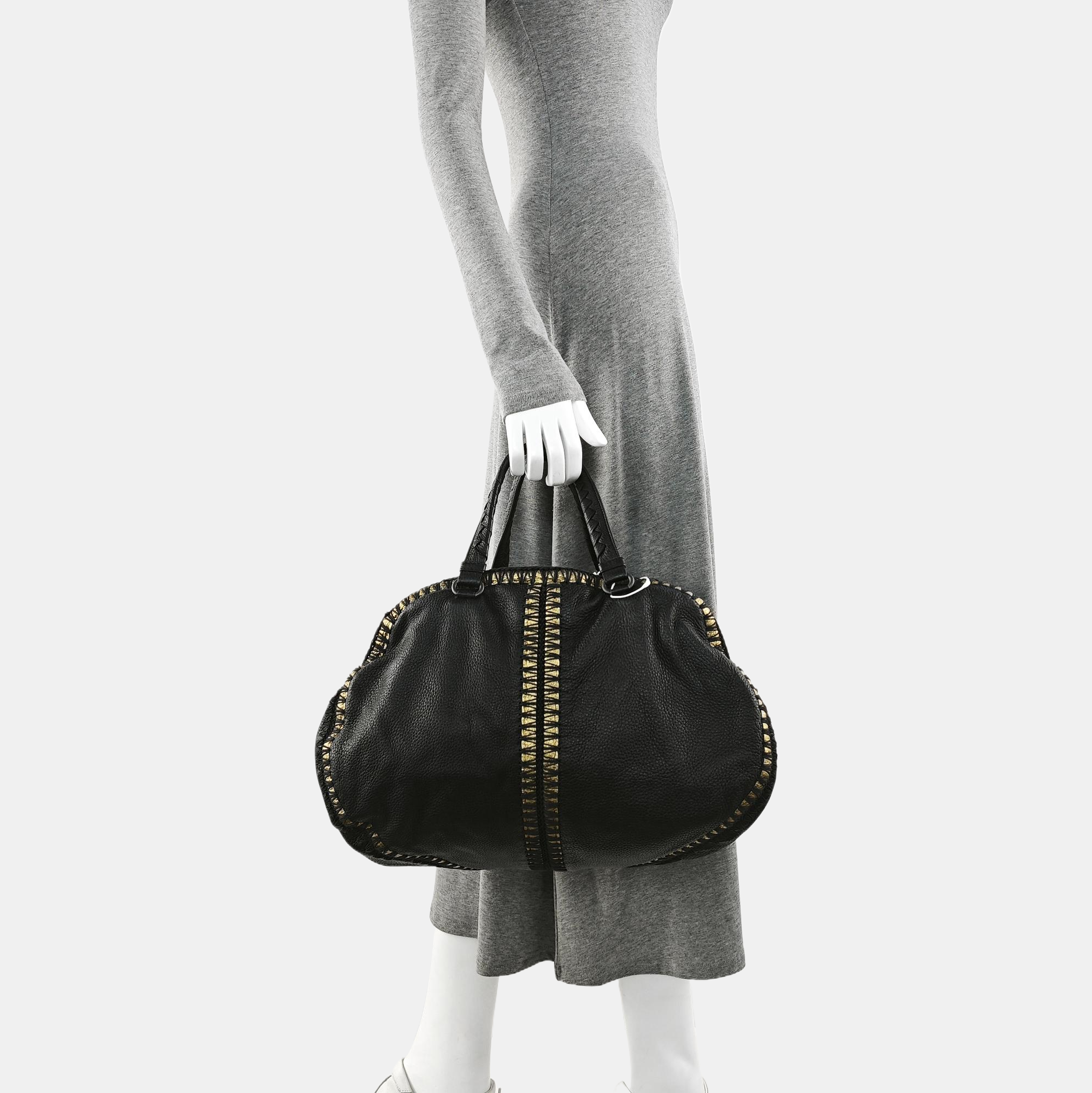 Calfskin Top Handle Bag Black
