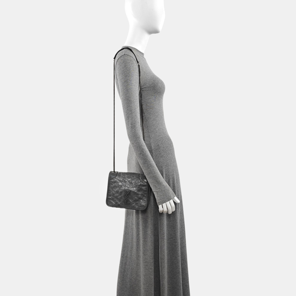 NIKI Mini Chevron Calfskin Gray