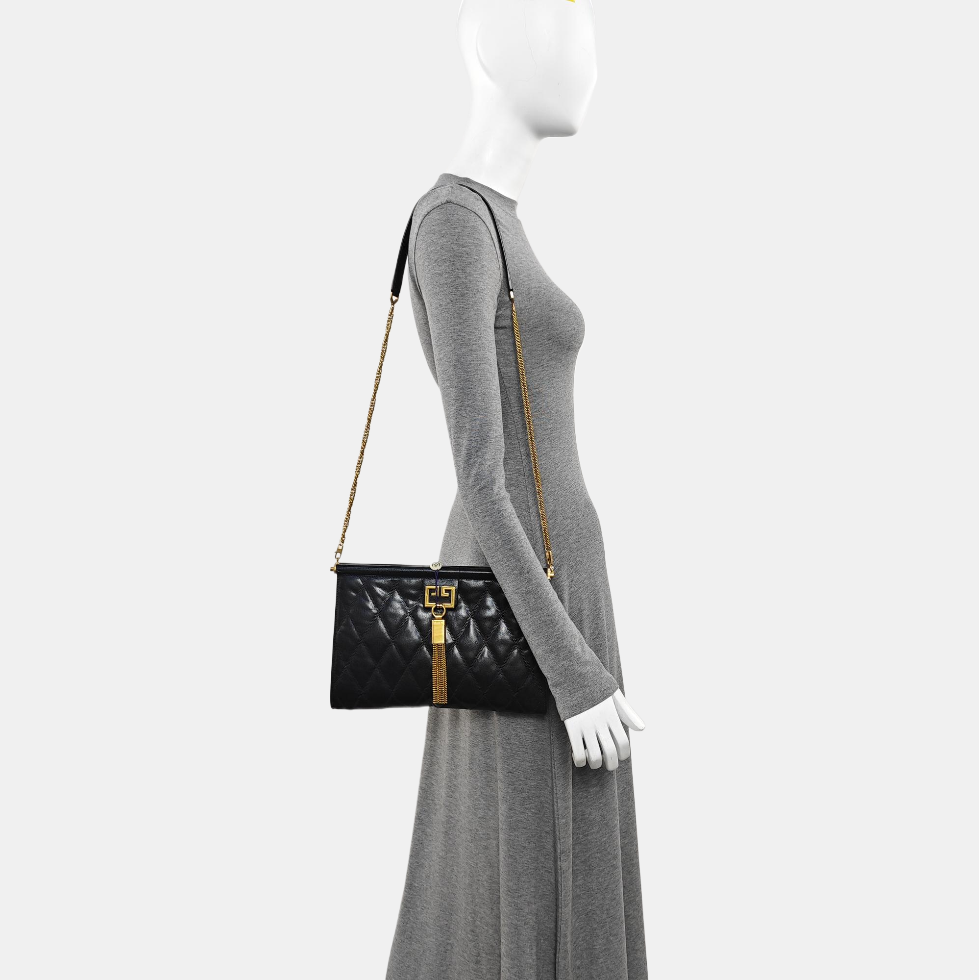 Quilted Lambskin Shoulder Bag Medium Black