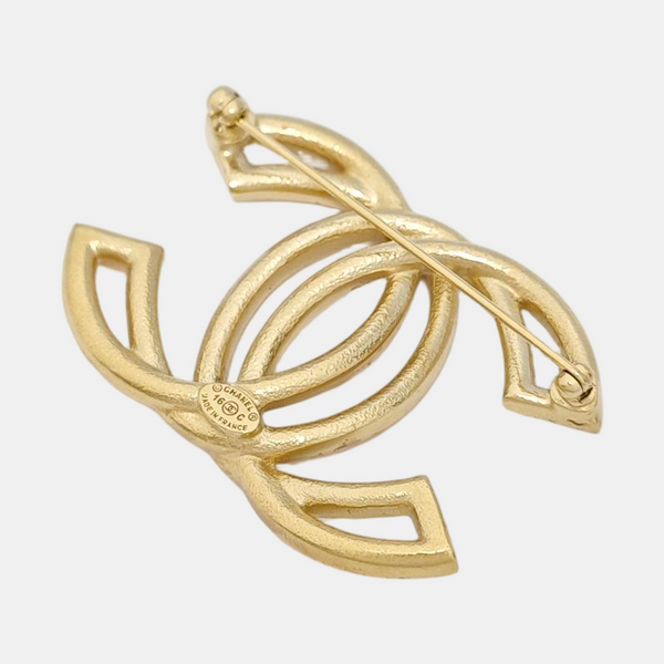 CC Logo Metal Gold Brooch
