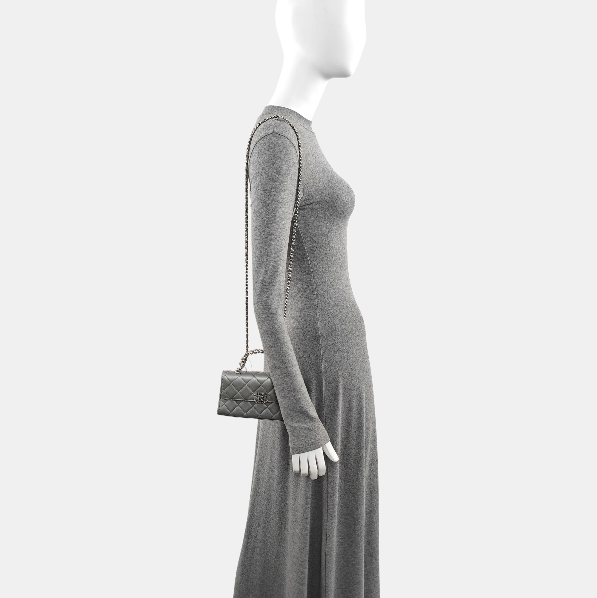 Quilted Lambskin Shoulder Bag Silver