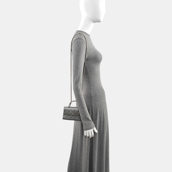 Quilted Lambskin Shoulder Bag Silver