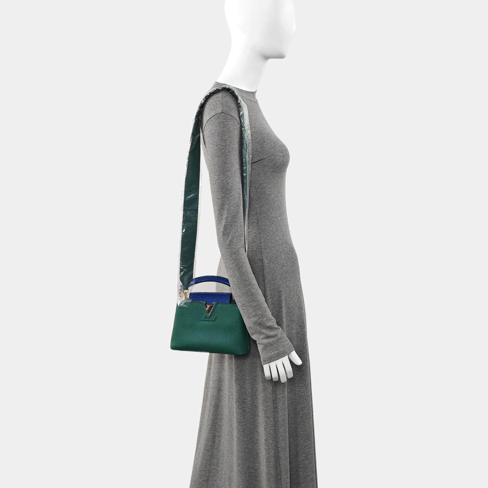 Authenticated pre-owned  CAPUCINES Mini Calfskin Green - Shoulder Bag at Looply