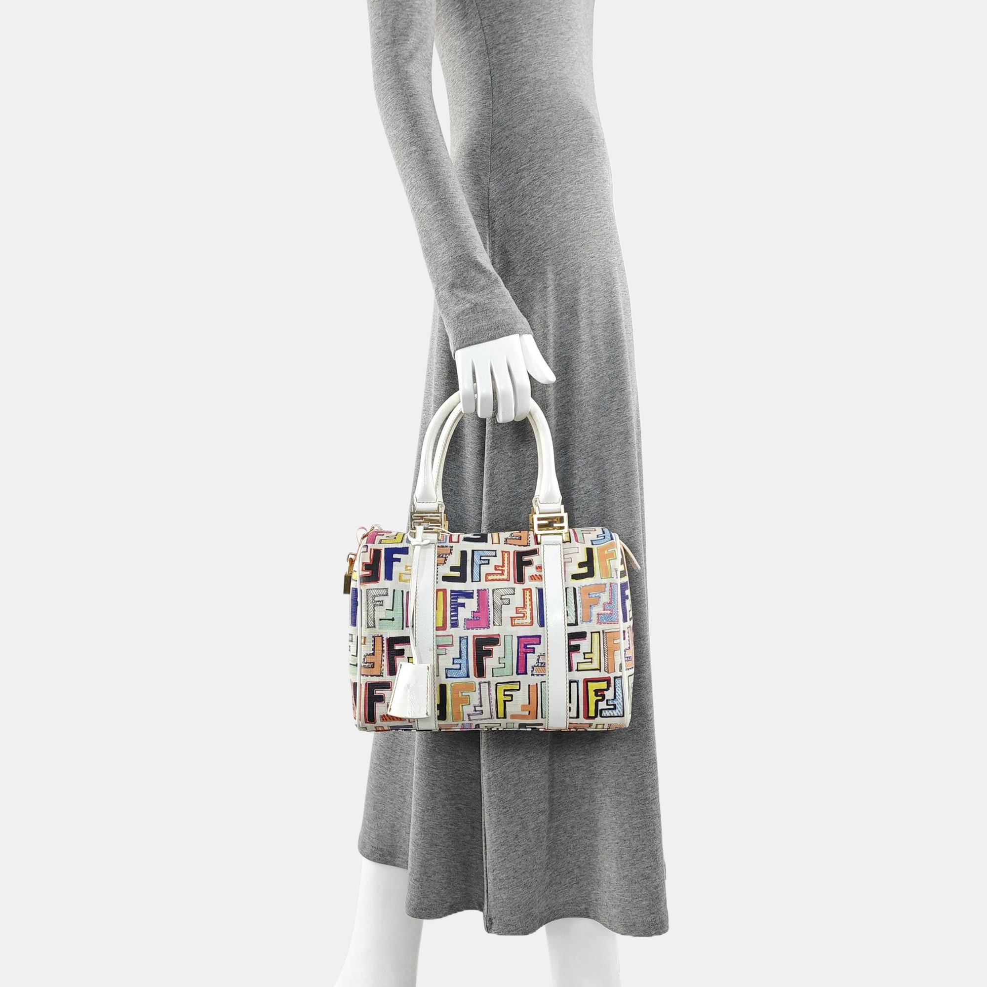 Coated Canvas Top Handle Bag White