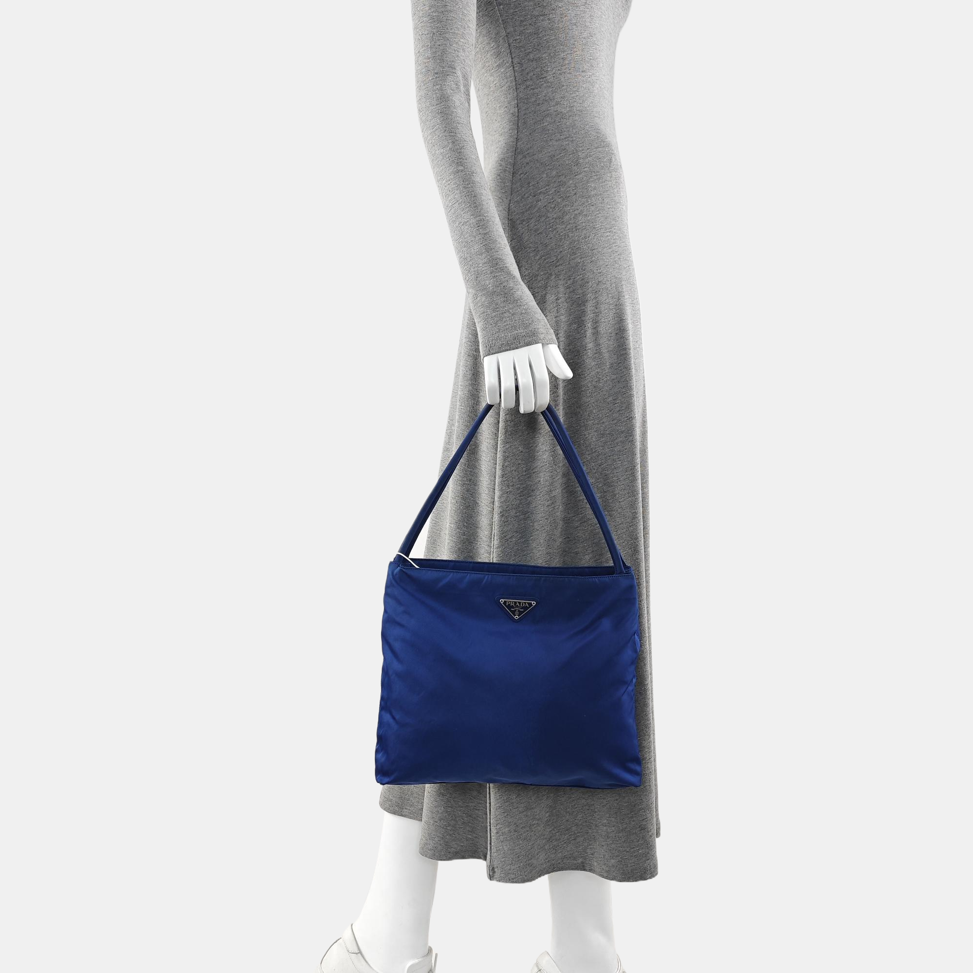 Nylon Top Handle Bag Blue