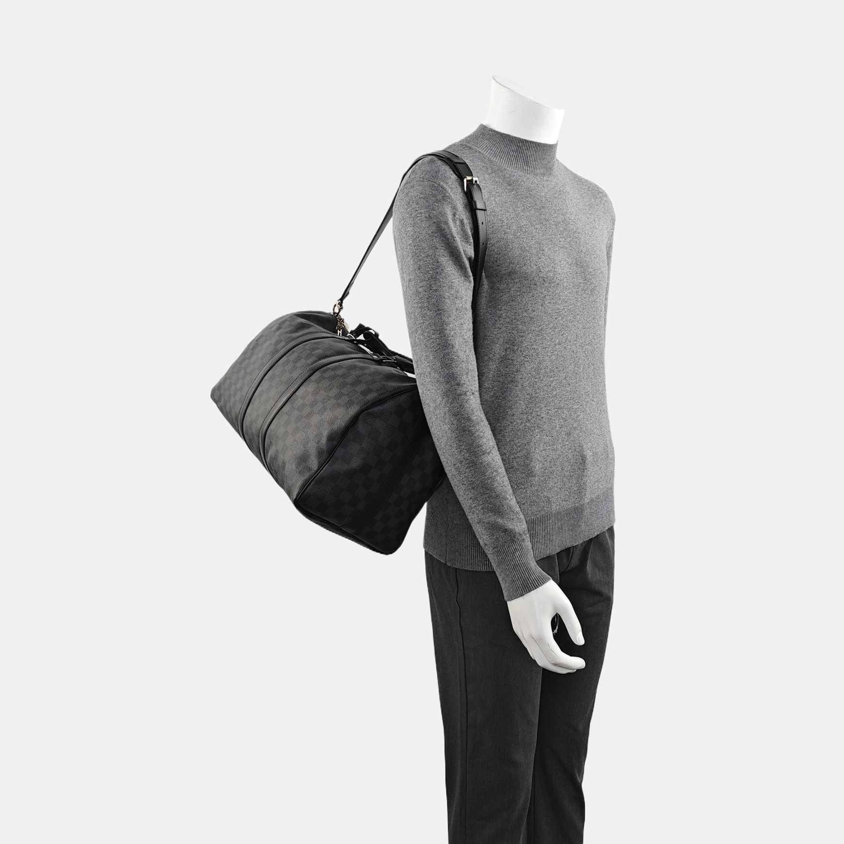 KEEPALL 45 Damier Graphite Coated Canvas Gray