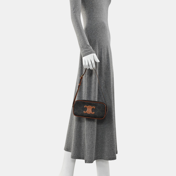 Coated Canvas Shoulder Bag Brown