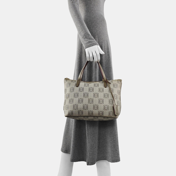 Coated Canvas Top Handle Bag Gray