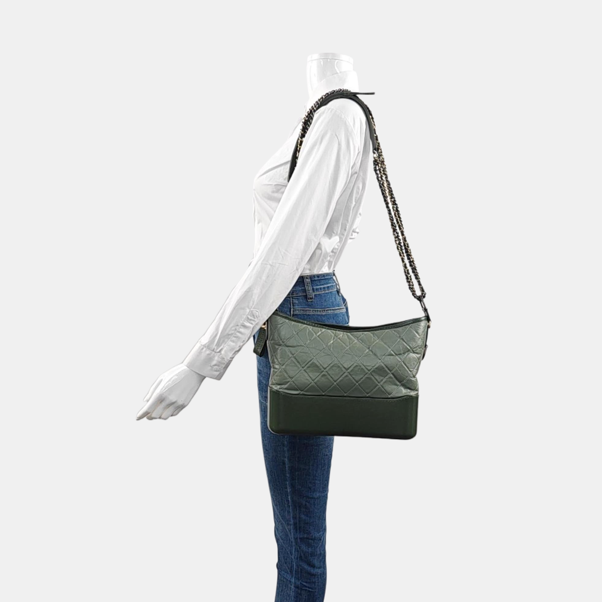 GABRIELLE Medium Quilted Calfskin Green