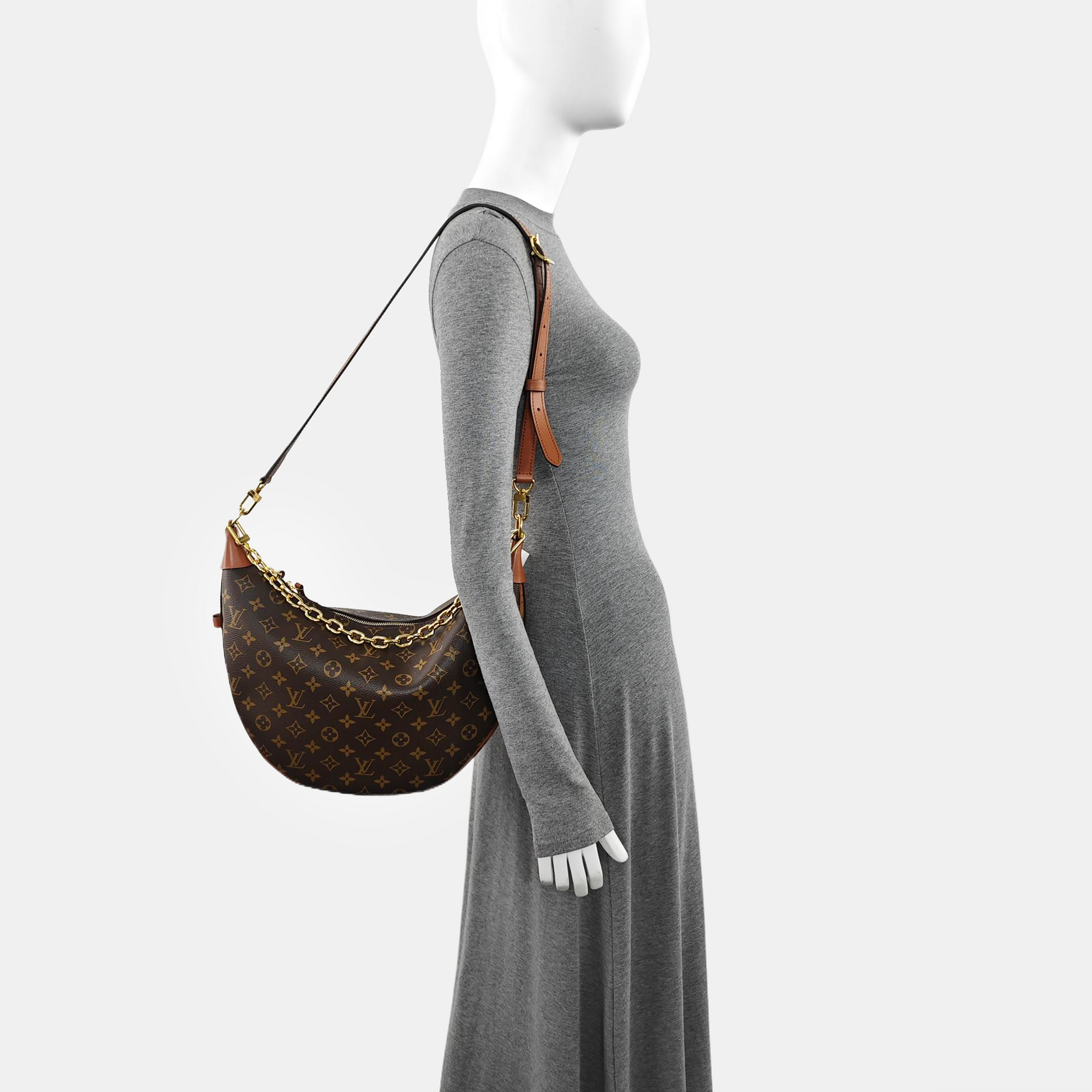 LOOP HOBO Monogram Coated Canvas Brown