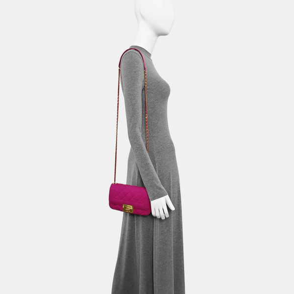 Quilted Fabric Shoulder Bag Pink