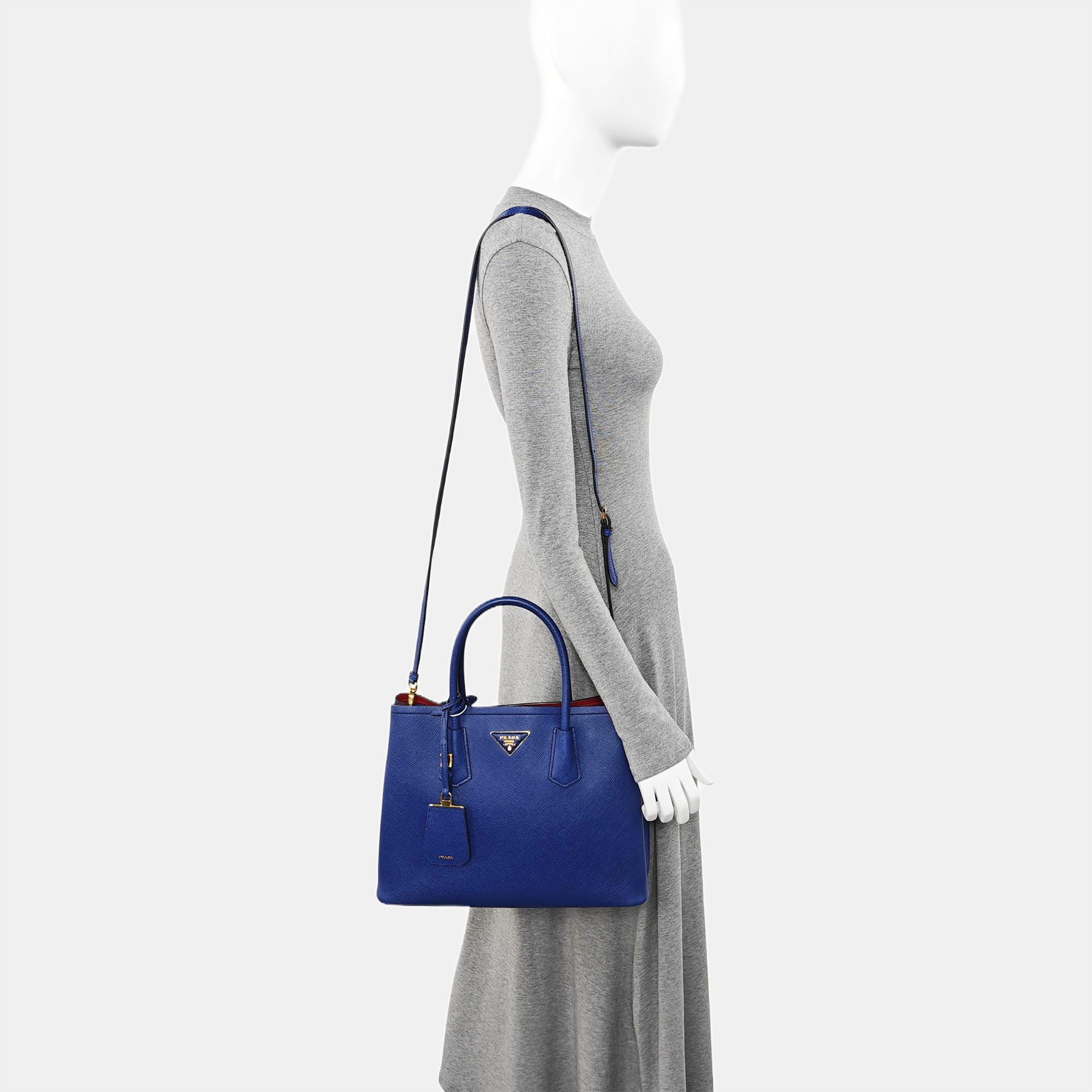 Double Medium Saffiano Calfskin Blue
