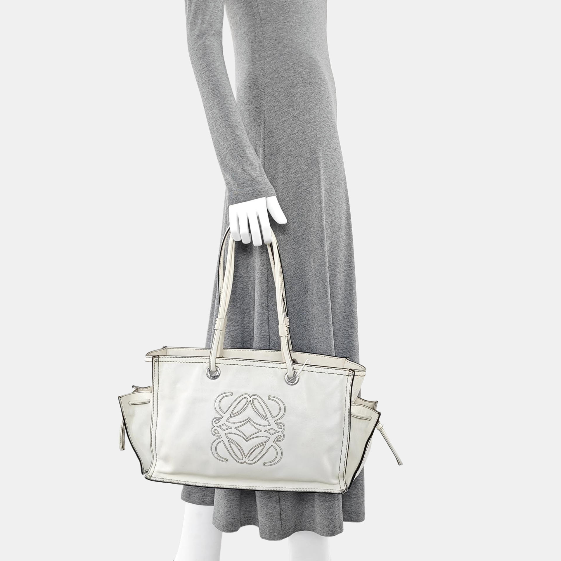 Quilted Calfskin Tote Bag White