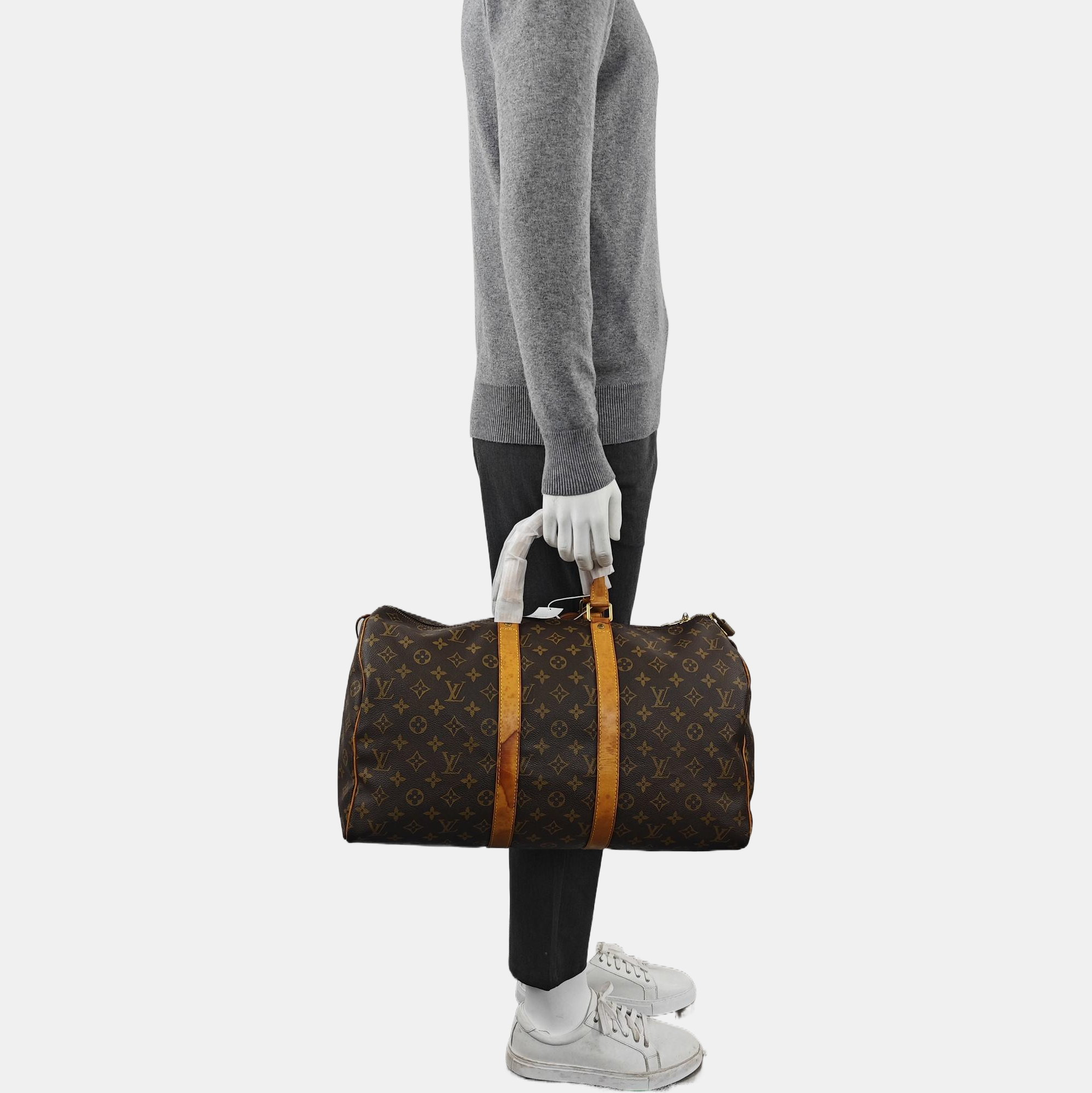 KEEPALL 45 Monogram Coated Canvas Brown