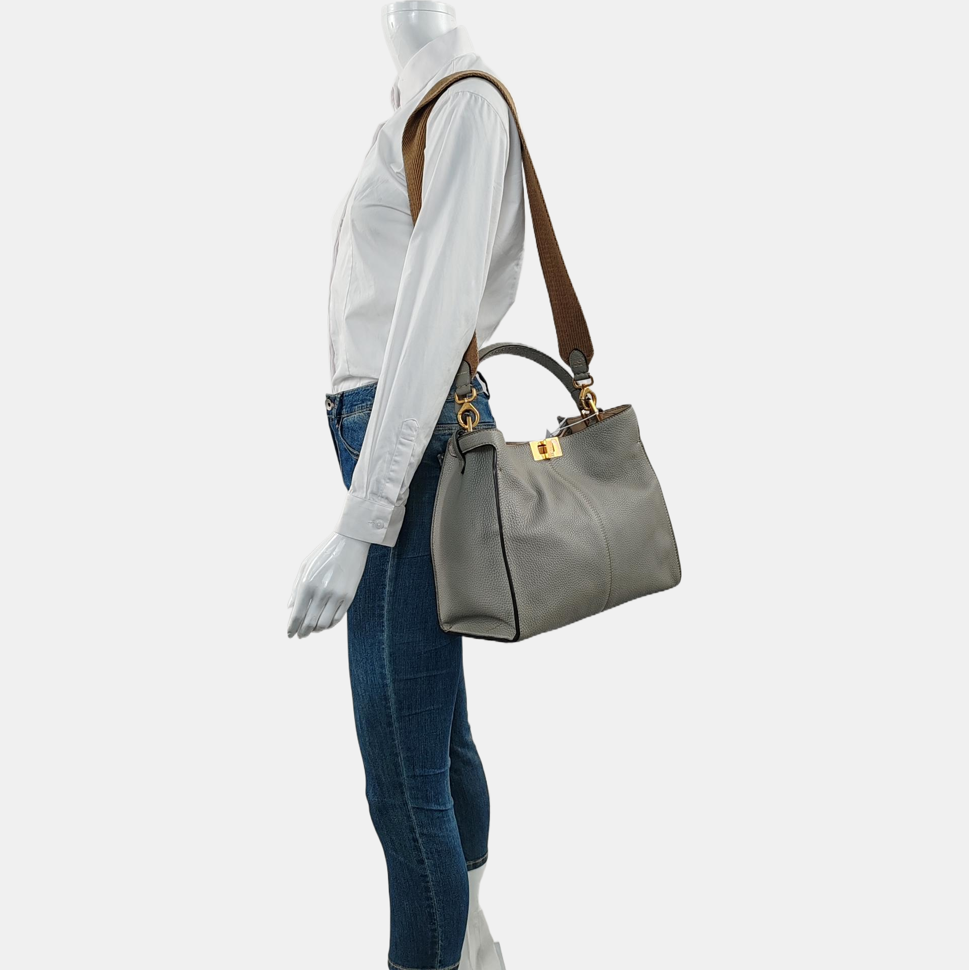 Authenticated pre-owned  Peekaboo Medium Calfskin Grey - Shoulder Bag at Looply