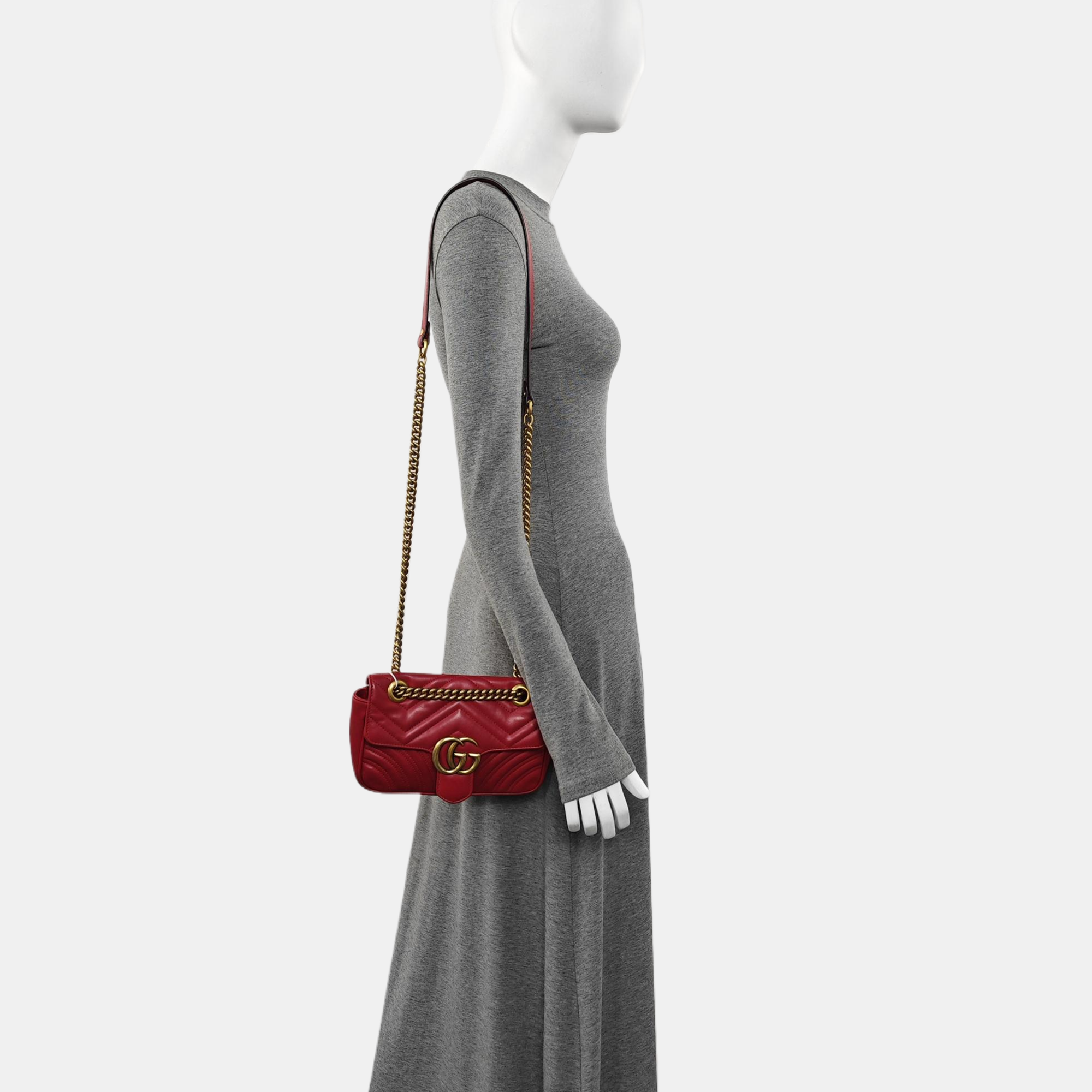 GG Marmont Small Quilted Calfskin Red