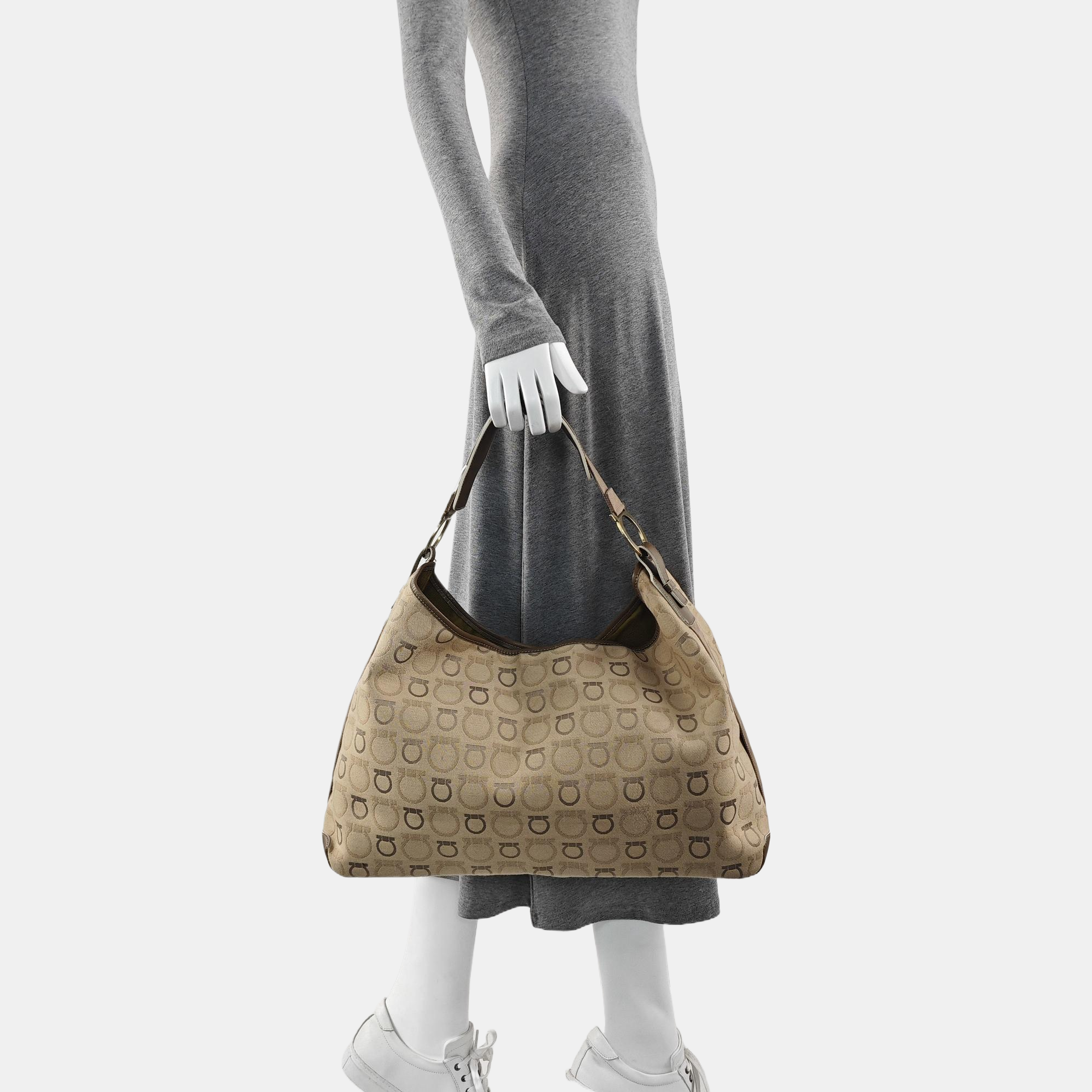 Fabric Top Handle Bag Beige
