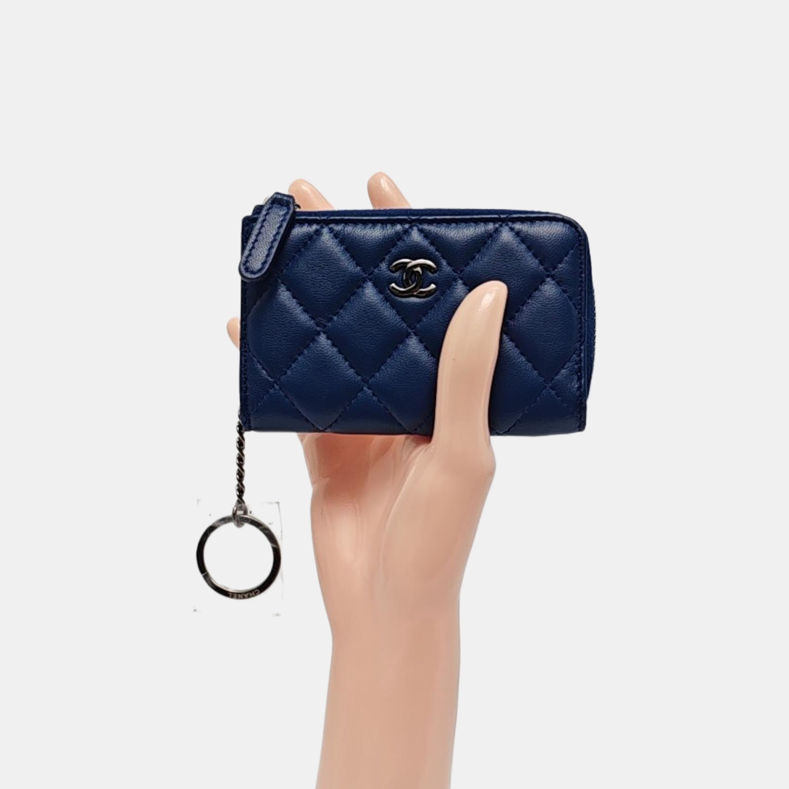 Quilted Lambskin Card Holder Blue