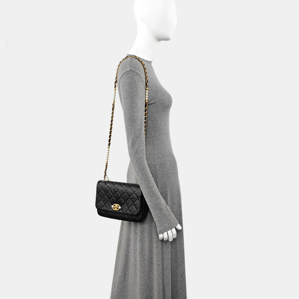 Quilted Calfskin Shoulder Bag Black