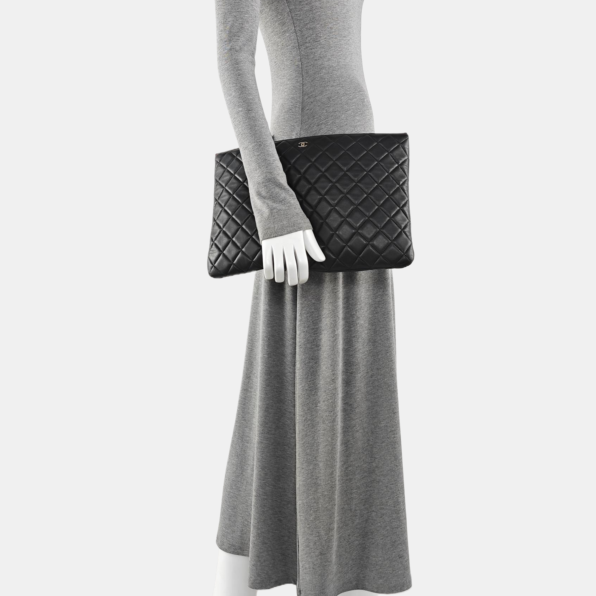 Quilted Lambskin Clutch Black