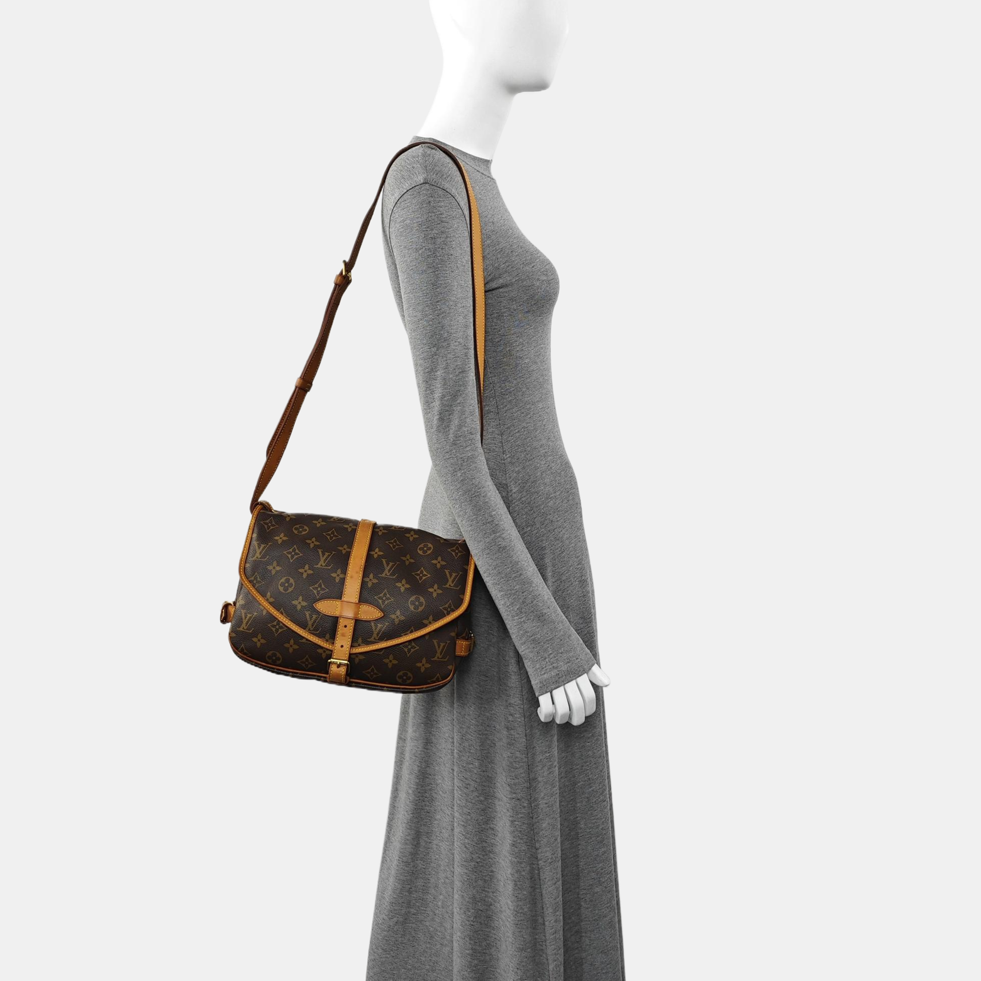 SAUMUR 30 Monogram Coated Canvas Brown