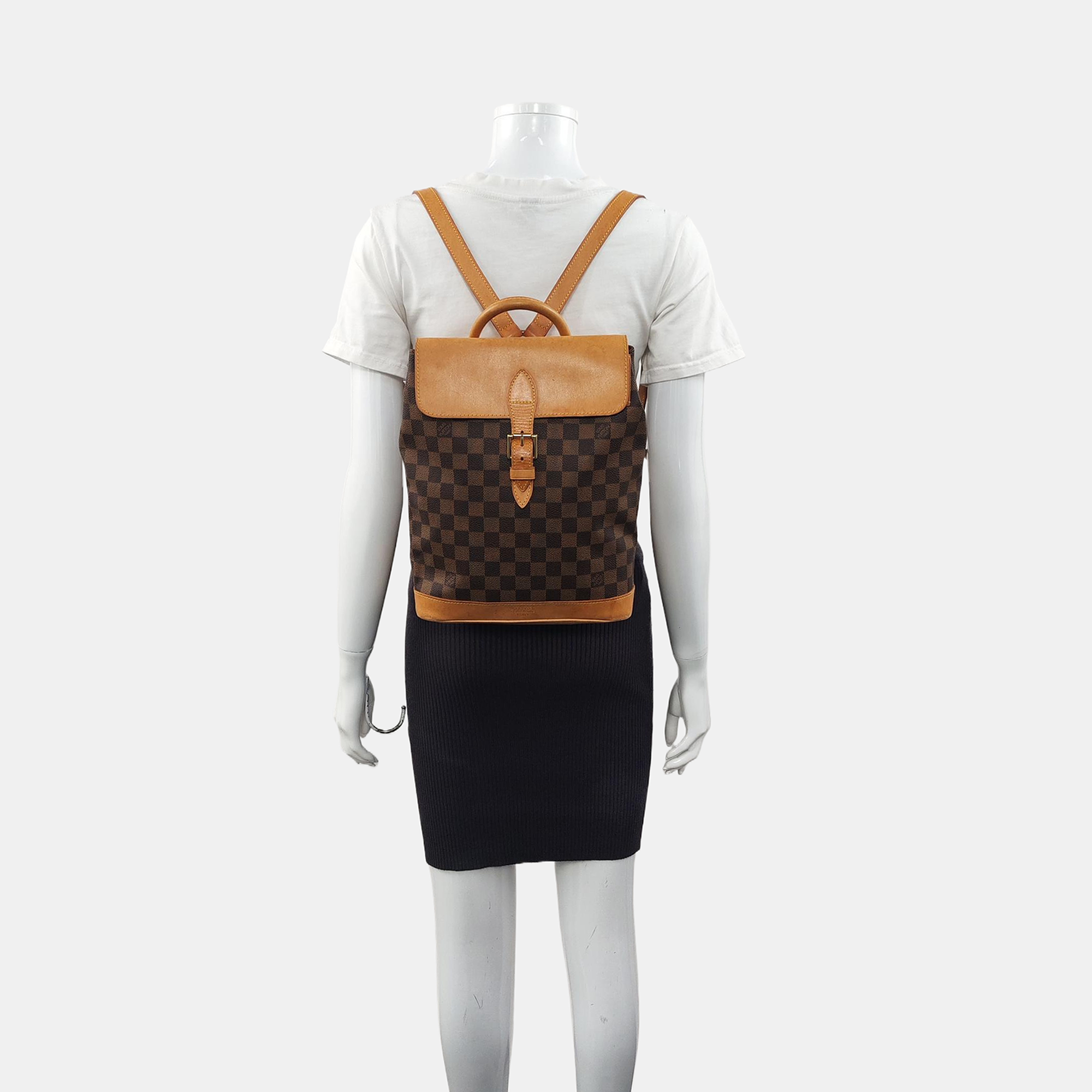 SOHO Damier Ebene Coated Canvas Brown